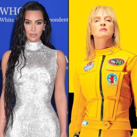 Kim K. Transforms Into Uma Thurman in 'Kill Bill' With Yellow Jacket: Photos