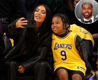 Kim Kardashian's Son Saint Wears Tristan Thompson Jersey at Lakers Game