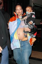 Rihanna Exposes Bare Tummy While Out to Dinner With Son in Paris: Photo