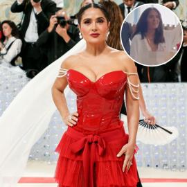 Salma Hayek Suffers Wardrobe Malfunction in Bathrobe: Nip Slip Video