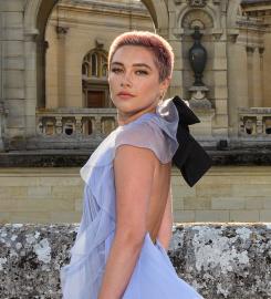 Florence Pugh Brings the Edge With Pink Buzz Cut at Valentino Show: Pics