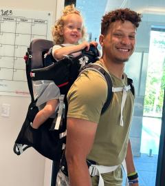 Patrick Mahomes Carries Daughter Sterling in Backpack for a Hike: Pic