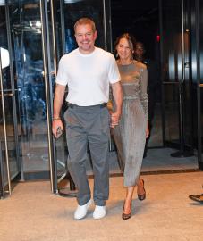 Matt Damon and Wife Luciana Barroso Coordinate at NYFW Show