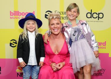 Pink Playfully Dons Mario Mask Disguise With Her 2 Kids at Hersheypark
