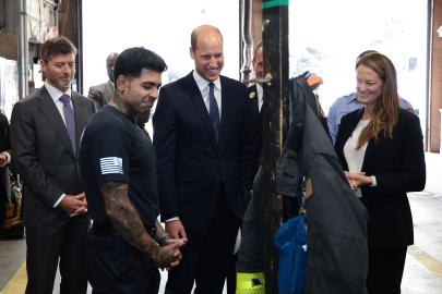 Prince William Greets New Yorkers at Fire Station Near Ground Zero