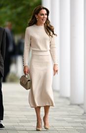 Princess Kate Breaks Her Streak of Tailored Suits With Knit Skirt Set