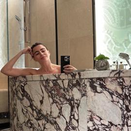 Sofia Vergara Shares Makeup-Free Selfie From Marble Bathtub in Paris