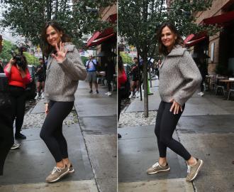 Jennifer Garner Is All Smiles in a Half-Zip Knit 