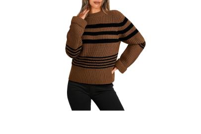 Score This Trendy Chocolate Brown Striped Sweater on Sale for 46% Off!