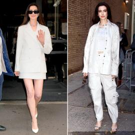 Anne Hathaway Is Whimsical in 2 Different Winter White Looks in NYC