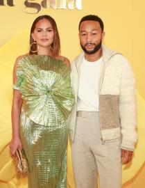 Chrissy Teigen Blossoms in a Floral Two-Piece at Cult Gaia Runway Show