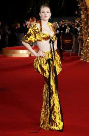 Hunter Schafer Is Graceful in Gold Set at ‘Hunger Games’ Prequel Premiere