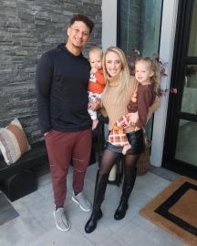 Brittany Mahomes Looks Lovely in a Leather Skirt and Boots for Thanksgiving