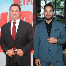 Arnold Schwarzenegger and Chris Pratt Coordinate in Christmas Shirts