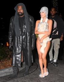 Bianca Censori Pairs Metallic Lingerie With Stuffed Cat While Out in Miami