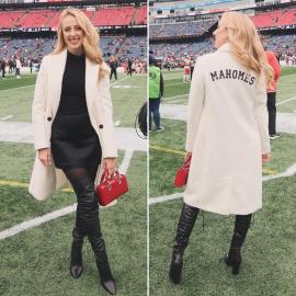 Brittany Mahomes' Chic Wool Coat Features the Perfect Game Day Surprise