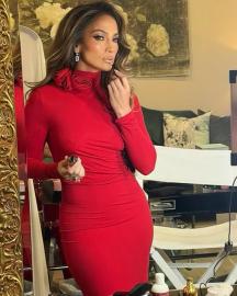 Jennifer Lopez Is Ravishing in Red Dress at Annual Holiday Party