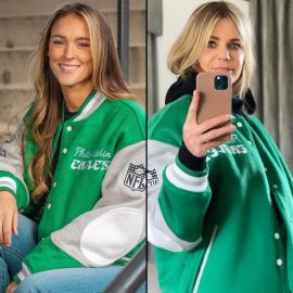 Kylie Kelce Reacts to Photo of Kaitlin Olson Rocking Signed Eagles Jacket