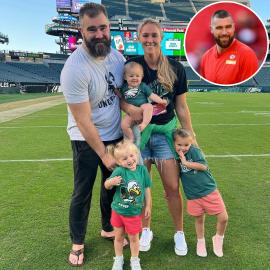 Jason Kelce’s Wife Shares Daughters’ Reactions to Dad, ‘Uncle Trav’ on TV