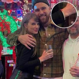 Taylor Swift Wears Custom Travis Kelce Nickname Bracelet to Xmas Party