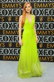 Jessica Chastain Is Lovely in Lime Green Gown on Emmys Red Carpet