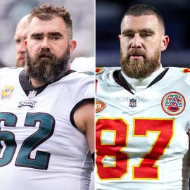 Jason Kelce Cheers on Travis Kelce at Chiefs vs. Ravens Playoff Game