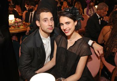 Jack Antonoff and Margaret Qualley Cuddle Up Inside the Grammys