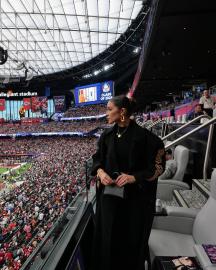 Olivia Culpo Reps Fiance Christian McCaffrey at Super Bowl 2024 [Photos]