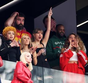 Taylor Swift Gives a Cheer and Chugs a Beer at Super Bowl LVIII