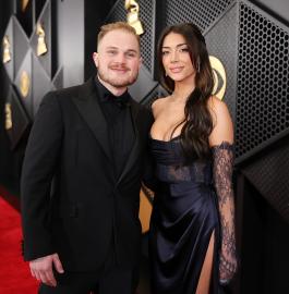 Zach Bryan and Girlfriend Brianna LaPaglia Kiss on Grammys Red Carpet