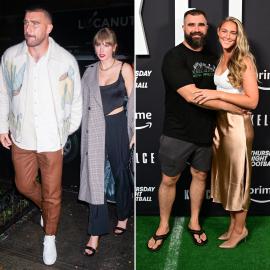 Travis and Jason Kelce Admire Fan Art With Taylor Swift and Kylie Kelce