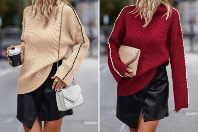 This Cozy Sweater Nails the Contrast Stitching Microtrend