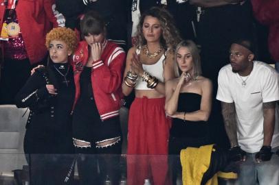 Taylor Swift Nervously Bites Her Nails While at Travis' Super Bowl Game
