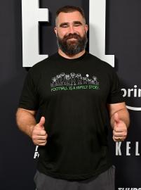 Jason Kelce Finally Jumps Through a Flaming Table to Fulfill a Bet