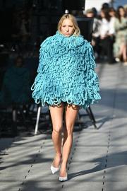 Lila Moss Dons Blue Mop-Like Dress at Paris Fashion Week