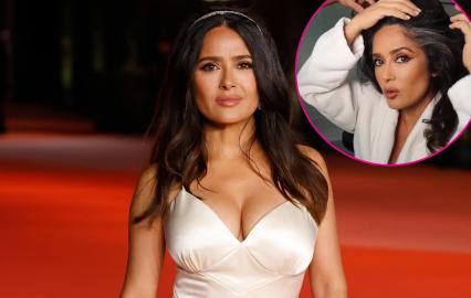 Salma Hayek Uses Mascara to Cover Up Gray Hairs