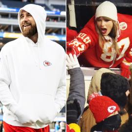 Travis Kelce High Fives Taylor Swift's Band and Crew After 'Eras' Show