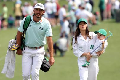 Golfer Max Homa’s Wife, Son Serve as Masters Caddies in Matching Outfits