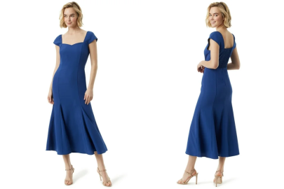 This Elegant Deep Blue Cap Sleeve Dress Is Less Than $50