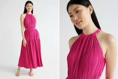 Look Positively Radiant in This Bright Pink Halter Dress 