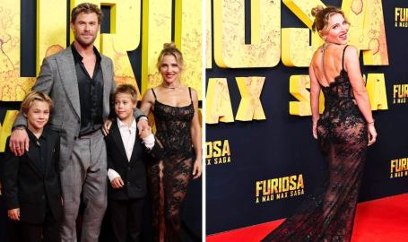 Chris Hemsworth's Wife Elsa Shows Off Thong on Red Carpet With Sons
