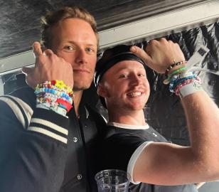 Sam Heughan Had Best Day at Crush Taylor Swift's Show With 'Outlander' Cast
