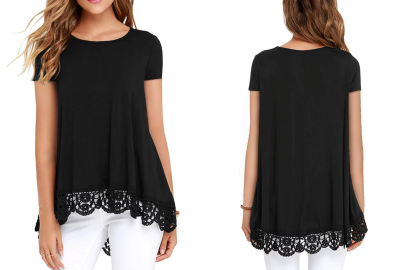 This Lace-Trimmed Blouse Is Perfect for Day to Night Casual Looks