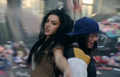 Charli XCX and Billie Eilish Party on a Mountain of Thongs in Music Video