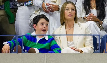 Jessica Biel Takes Son Silas, 9, to U.S. Open in Rare Public Outing