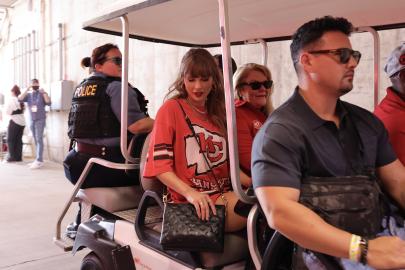 Taylor Swift Supports Travis Kelce While Wearing Chiefs Dress at NFL Game