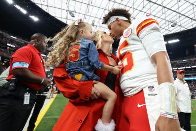 Pregnant Brittany Mahomes Is a Lady in Red at Chiefs Away Game in Vegas