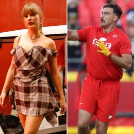 Taylor Swift, Travis Kelce Kiss in Front of Their Dads After Chiefs Win