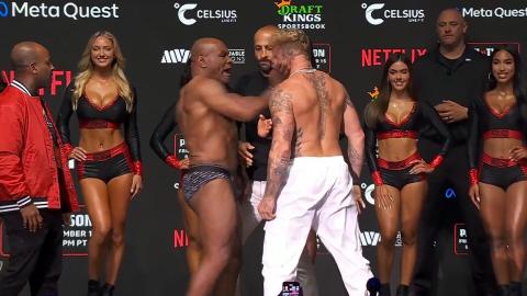 Mike Tyson Slaps Jake Paul During Weigh-In for Upcoming Boxing Match