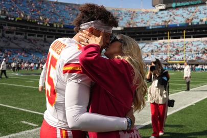 Patrick Mahomes and Pregnant Wife Brittany Share Sideline PDA Before Game